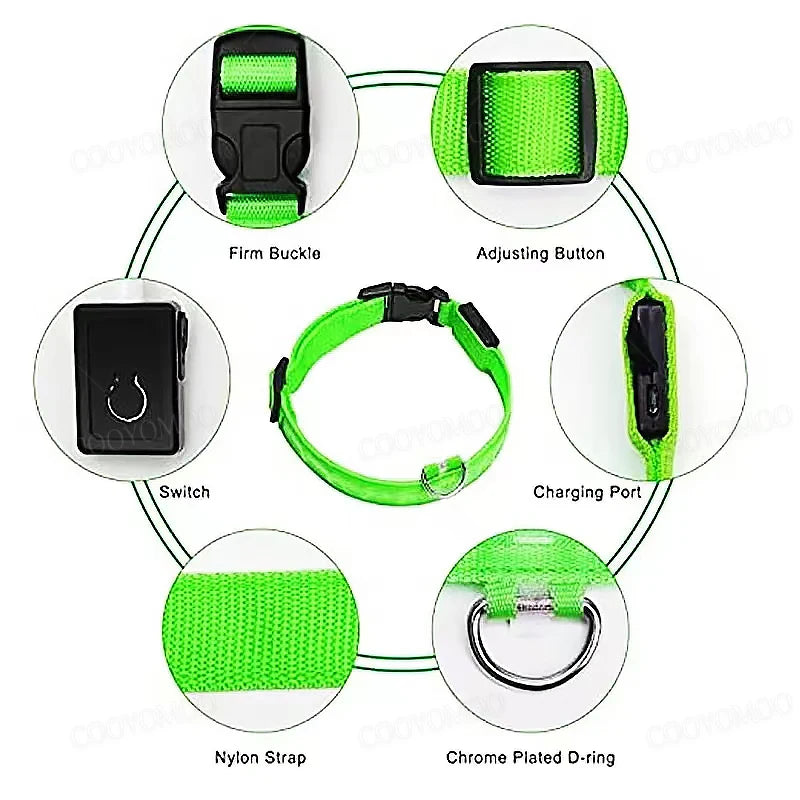 Collare Luminoso LED Ricaricabile USB per Cani e Gatti