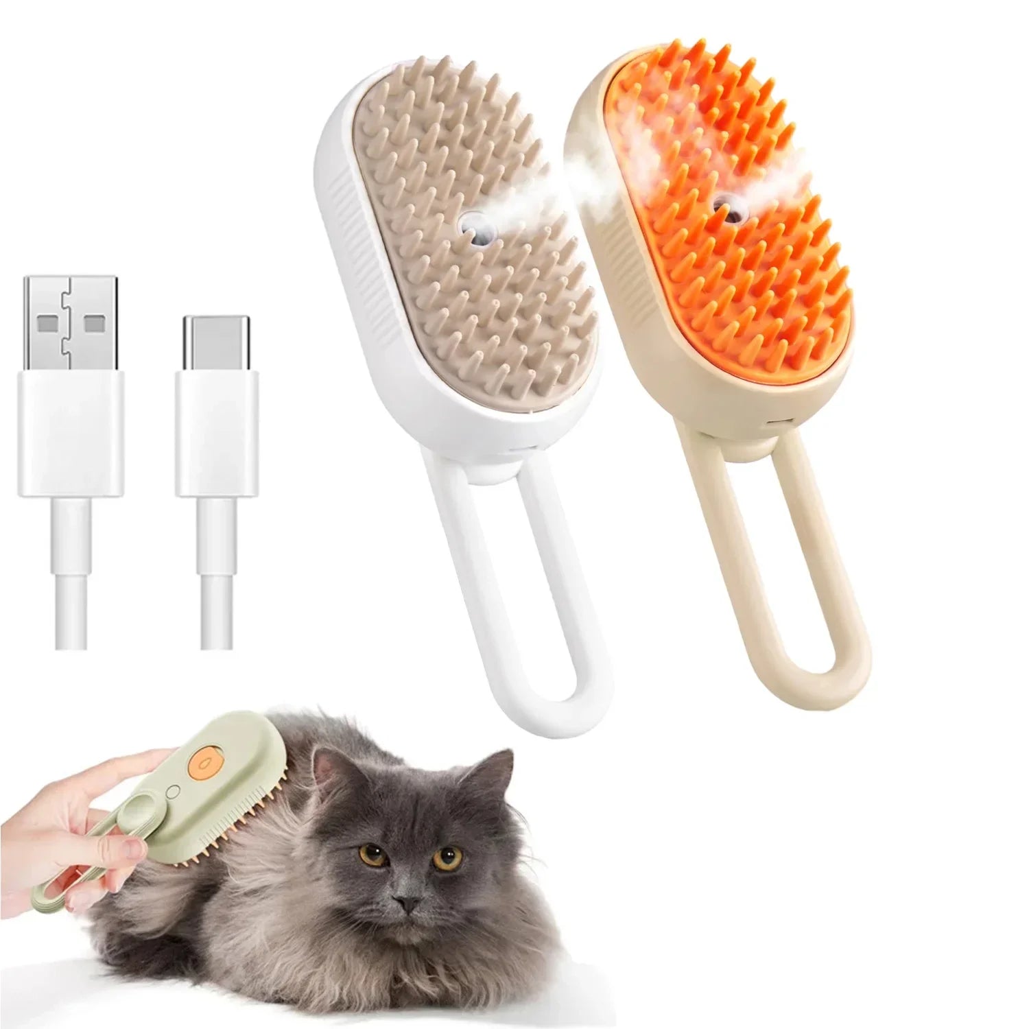 Spazzola a Vapore 3-in-1 per Cani e Gatti | Massaggio e Rimoziome Pelo