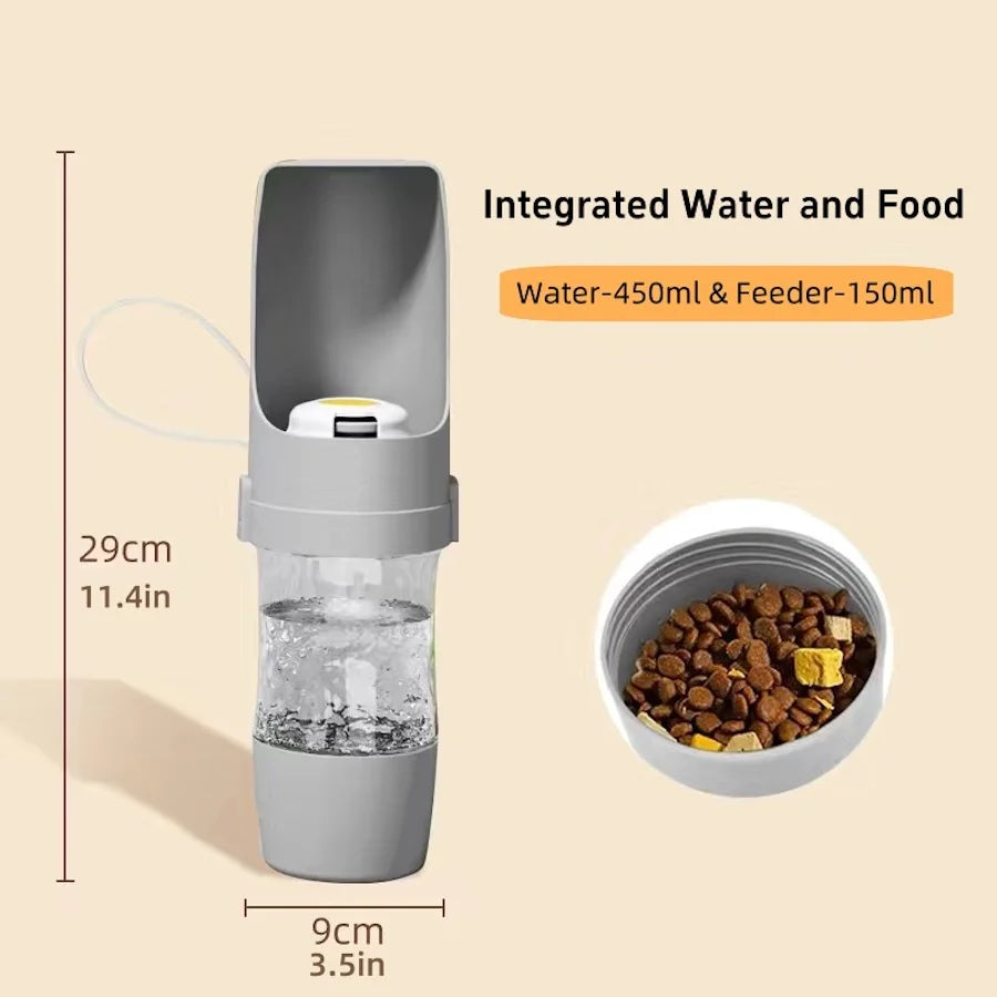 Tragbare 2-in-1-Flasche für Hunde und Katzen | Futter und Wasser