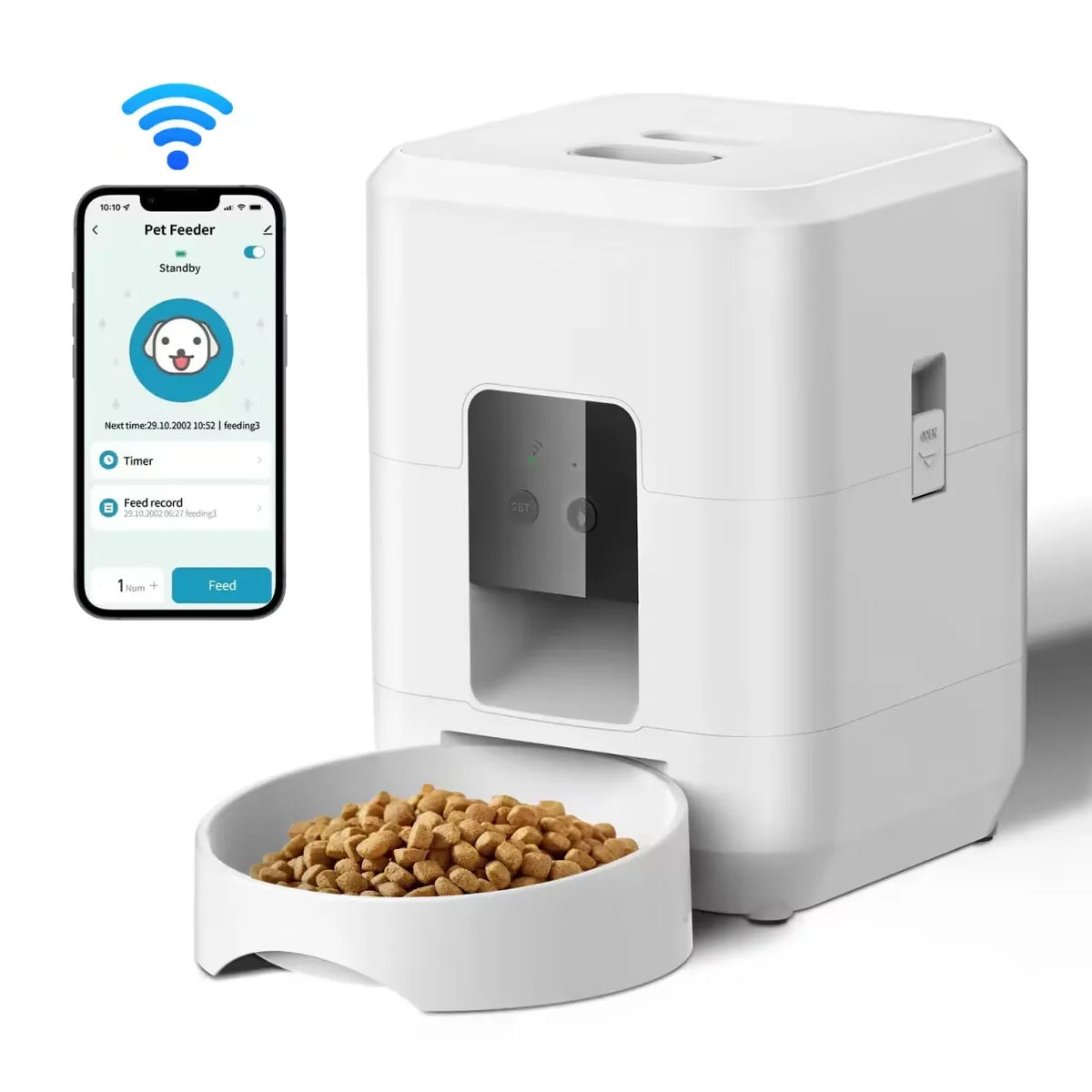 Distributore Automatico di Cibo per Gatti e Cani con Display LCD
