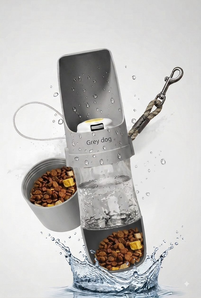 Borraccia Portatile 2-in-1 per Cani e Gatti | Cibo e Acqua